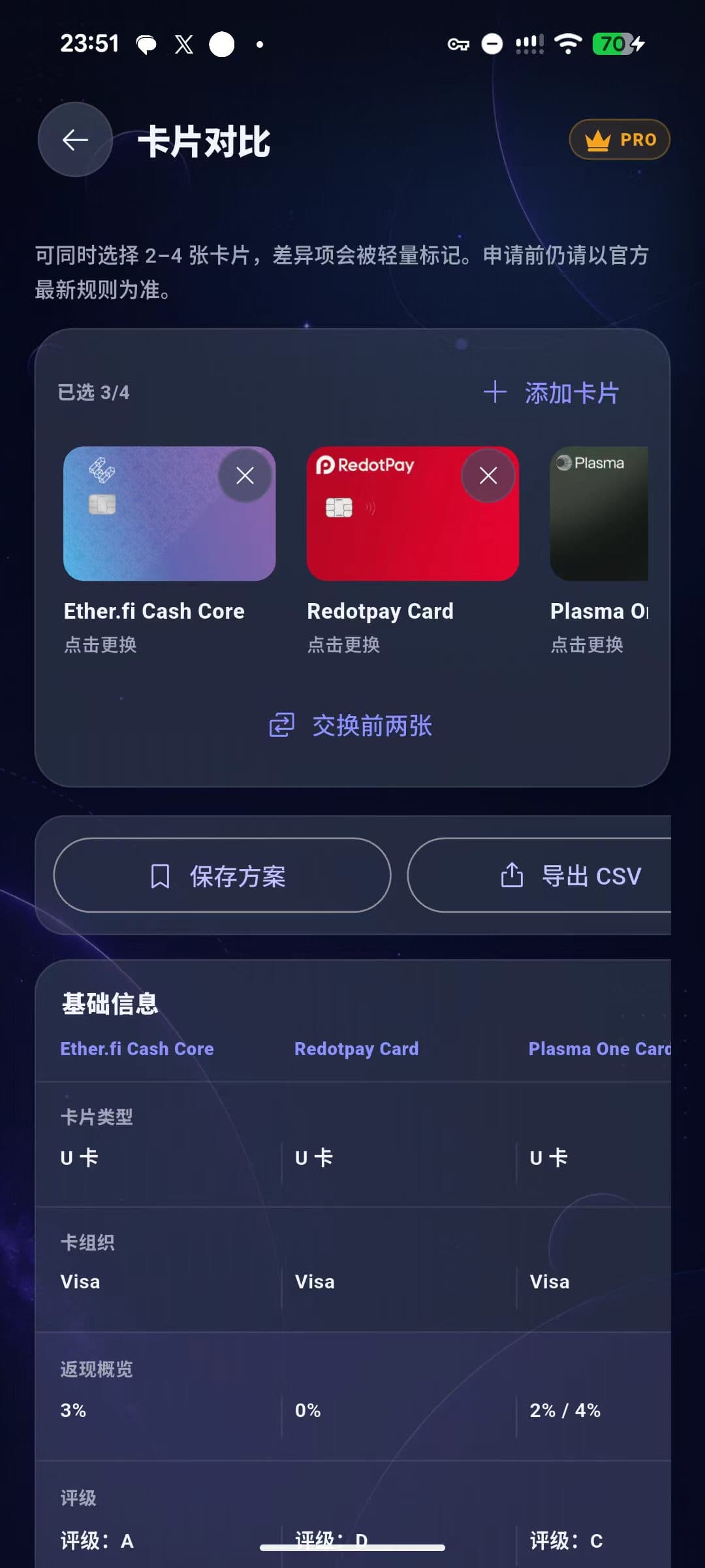 CardFi APP 卡片对比功能预览